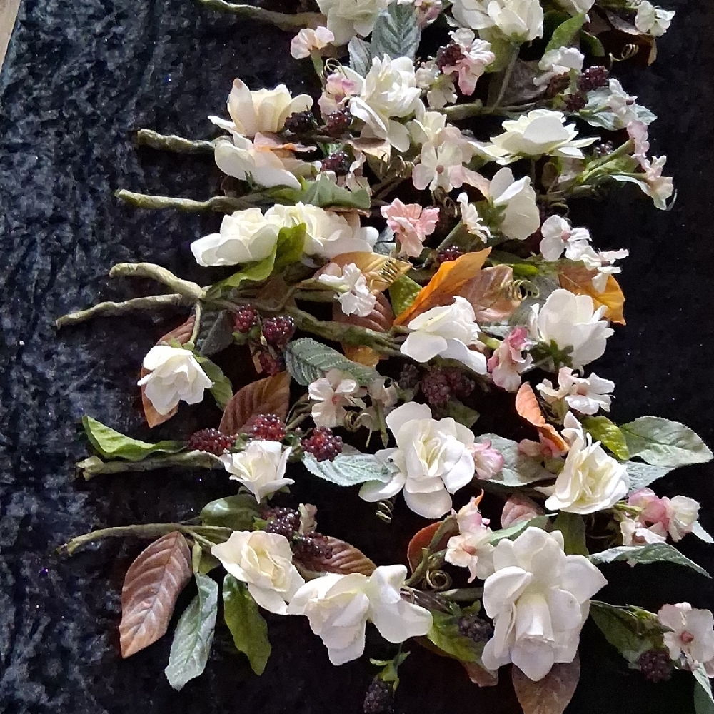 1 Dozen White and Pink Artificial Floral Rustic Garland Strands- Home Accents